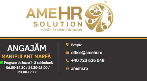 Angajăm Manipulant marfă în industria automotive în Brașov.