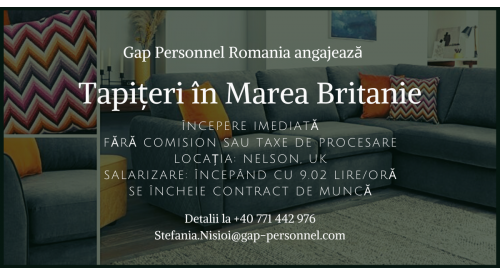 Angajăm tapițeri în Marea Britanie